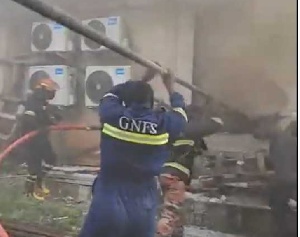 Videos shared by the GNFS showed thick smoke billowing from the building