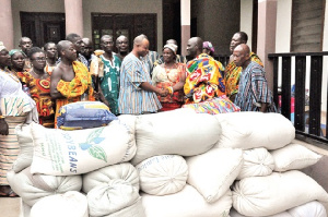 The delegation presented items valued at approximately GH¢40,000, including rice, maize, water