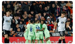 Barcelona triumphed 5-0 over Valencia