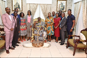 Osagyefo Amoatia Ofori-Panin II with the Telecel Ghana delegation
