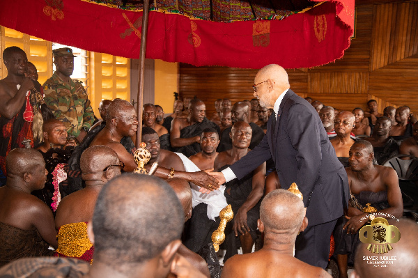 Asantehene with Kakou Gervais the former Foreign Affairs Minister for Ivory Coast