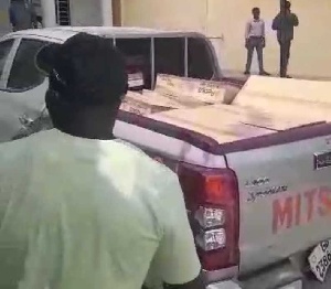 The MCE was spotted driving a pickup truck loaded with boxes