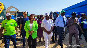 The Minister of Finance, Ken Ofori-Atta being taken around the place
