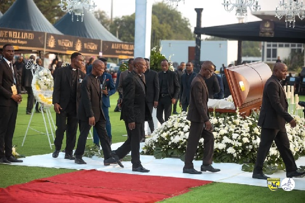 The service, attended by dignitaries including President John Mahama, featured heartfelt tributes