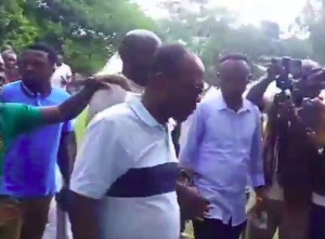 Kwesi Nyantakyi arriving at the voting centre after been discharged from the hospital