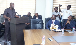 Kojo Oppong Nkrumah, the Minister for Works and Housing speaking during a ceremony in Accra
