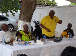 George Haldane-Lutteordt (yellow) talking to the gathering