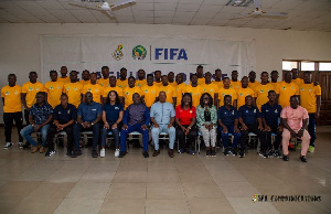 Prosper Harrison Addo (M) at the launch of the CAF Licence C coaching course in Prampram
