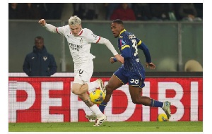 Milan's Alex Jimenez in action during the Italian Serie A soccer match
