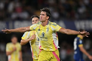 Dusan Vlahovic Juventus celebrate (Photo by Alessandro Sabattini/Getty Images)