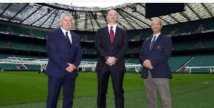 Tom Ilube (right) with Bill Sweeney (left) at the unveiling of current England men's head coach