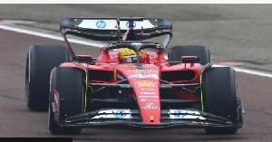 Fans gathered near the track to catch a sight of Hamilton in a Ferrari for the first time