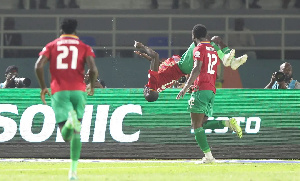 Namibia celebrating their goal against Tunisia