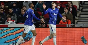 Jake O'Brien scored his first goal for Everton since signing from Lyon last year