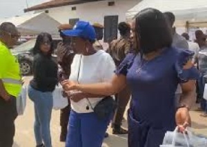 Lydia Alhassan was caught on video distributing food and drinks to voters