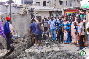 Hon. Sackey emphasized the completion of the Sanitation Court during a visit to Salaga Market