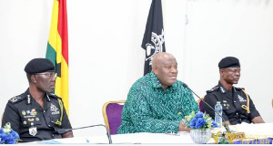 Henry Quartey (M) emphasized the importance of maintaining public safety during a visit to the IGP