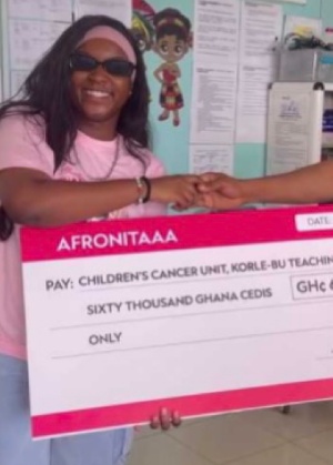 Afronita presenting the cheque