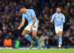 Rodri injured his right knee on his third appearance of the season