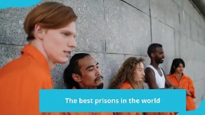A group of prisoners leaning on the wall