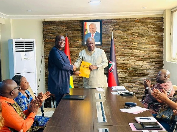 Kyerematen presented the GTP to Mahama as a symbol of collaboration and mutual respect