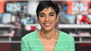 Reeta Chakrabarti presenting the BBC News at 6 on BBC One
