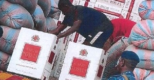 The seized items—450 boxes of Business Royal Cigarettes and five boxes of Tapentadol tablets