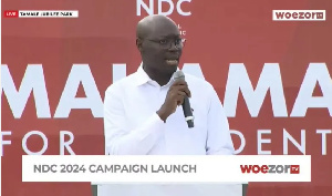 Ato Baah Forson speaking at the NDC's National Campaign launch