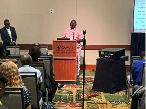 Prof. Martin Oteng-Ababio speaking at an event