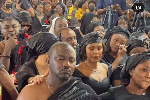 Dumelo with family, sympathisers during mother's burial service