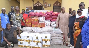 The donation included 85 bags of rice, 30 bags of sugar