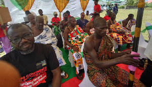 The group during a press displayed different kinds of water drawn from five river sources