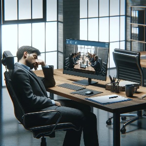 Man in virtual Meeting