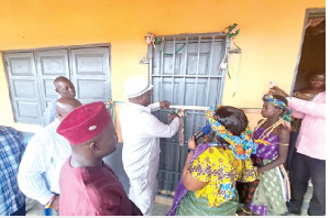 Abdul Mumin-Issah, the MCE for STMA inaugurates Mbredane smart laboratory