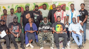 Djs with executive secretary of CAA, Gyankroma Akufo Addo
