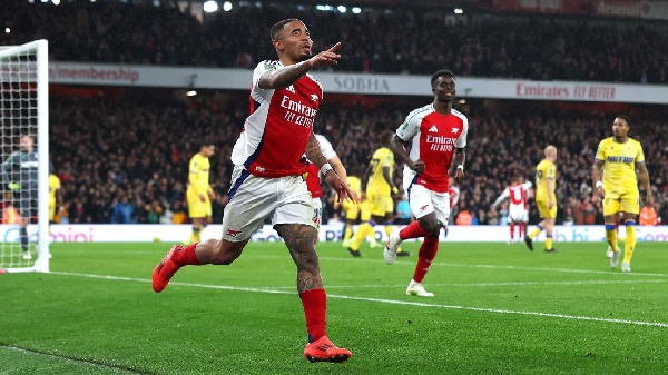 Gabriel Jesus scored a hat trick for Arsenal against Crystal Palace