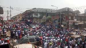 Thousands of supporters gathered at Aboabo Post Office