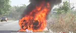 Fire engulfs pastor's vehicle