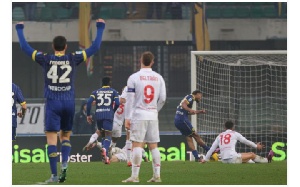 Verona's Antoine Bernede scores the winning goal