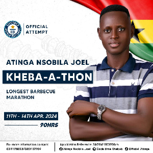 Atinga Nsobila Joel is set to undertake the attempt from April 11 to April 14 at Legon City Mall