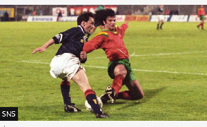 Pat Nevin and Scotland lost heavily in Lisbon in 1993