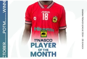 Albert Amoah wins NASCO Player of the month for October Award