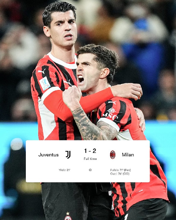 AC Milan came from behind to defeat Juventus 2-1