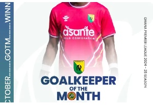 Bibiani Gold Stars goalkeeper Emmanuel Kobi has been awarded the October Goalkeeper of the Month