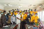 Mustapha Ussif in a group photo with the members of the Ghana Cricket Association