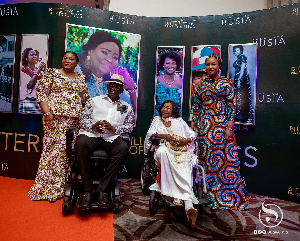 First and Second Ladies flanking ex-President Kufuor and Ama Busia