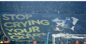 Manchester City fans displayed a Rodri banner inside the stadium before the match