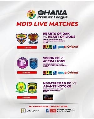 GFA announces broadcast schedule for Premier League matchday 19