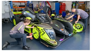 The hydrogen-powered car is partly made with sustainable materials