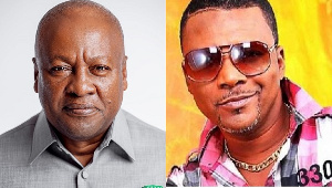 NDC flagbearer, John Dramani Mahama and musician, Slim Buster
